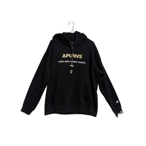 AAPE By A Bathing Ape Hoodie Mens Large Black Gold APUNVS Graphic Pullover